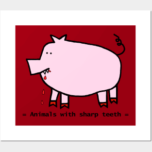 Animals with Sharp Teeth Halloween Horror Pig Posters and Art